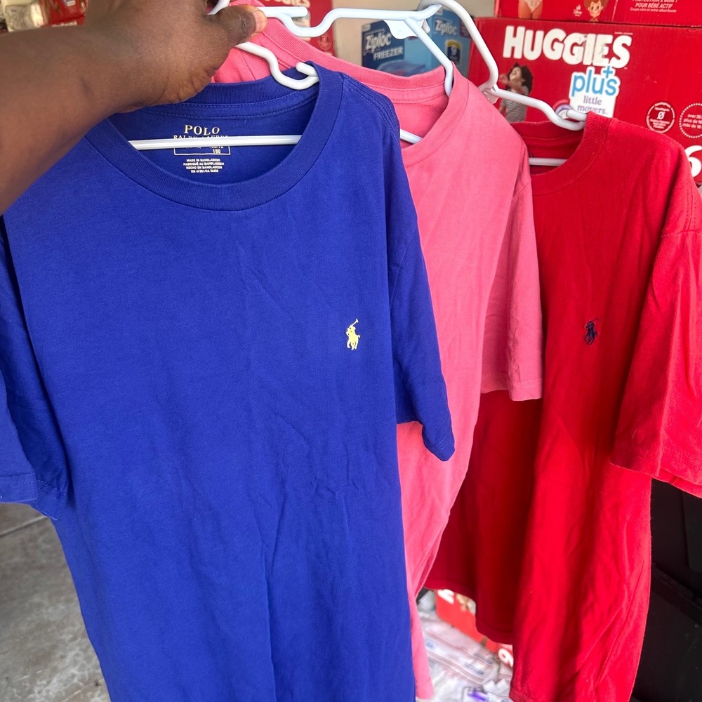 3 Polo Ralph Lauren Big Kids T-Shirt Bundle Blue Pink Red Size Medium